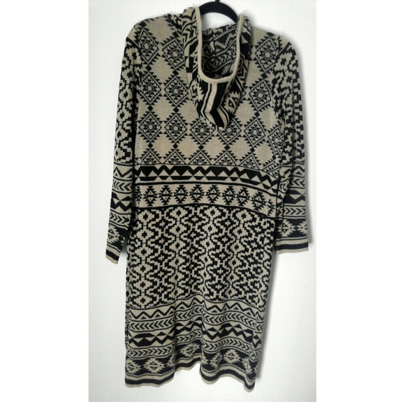 NWOT Black and Cream Long line Hooded Cardigan - Picture 3 of 3